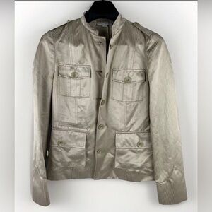 Banana Republic Light Tan Sateen Silk Blend Military Jacket